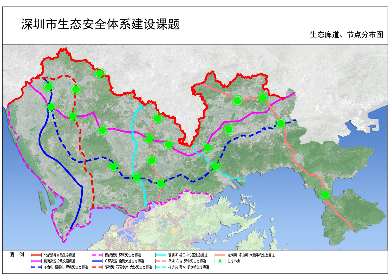 生态廊道、节点分布图