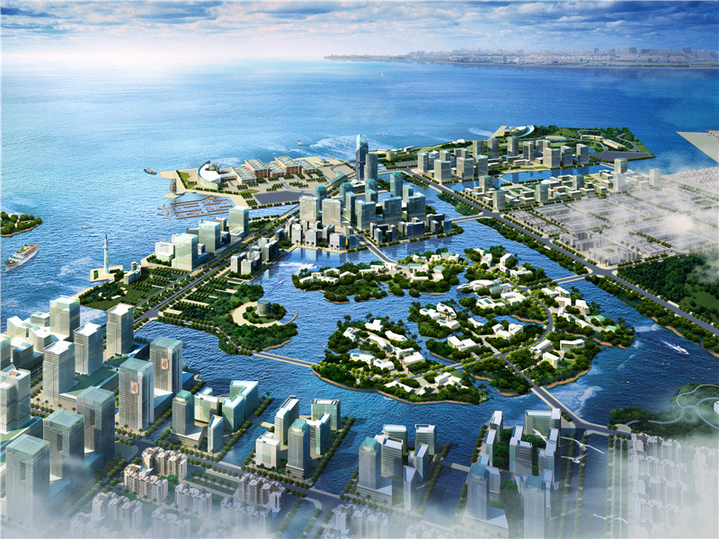50-04 东莞市长安滨海新区滨水总部园区鸟瞰图